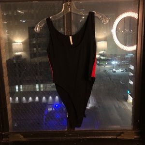 Black emma and sam high cut bodysuit